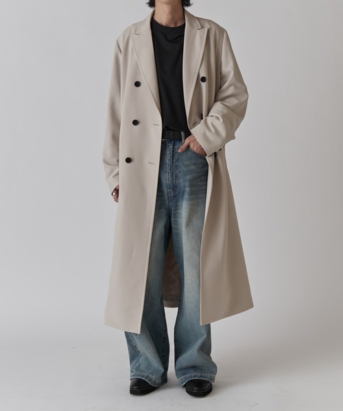 Lui's(ルイス)の「ダブルブレストスプリングロングコート(チェスターコート・メンズ・ライトグレー/ブラック・S/M)」の17枚目の写真