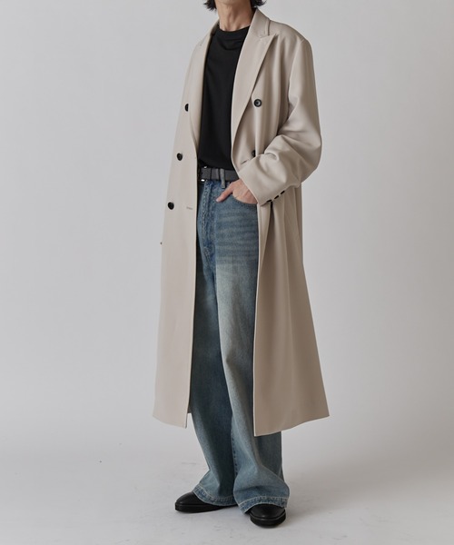 Lui's(ルイス)の「ダブルブレストスプリングロングコート(チェスターコート・メンズ・ライトグレー/ブラック・S/M)」の18枚目の写真