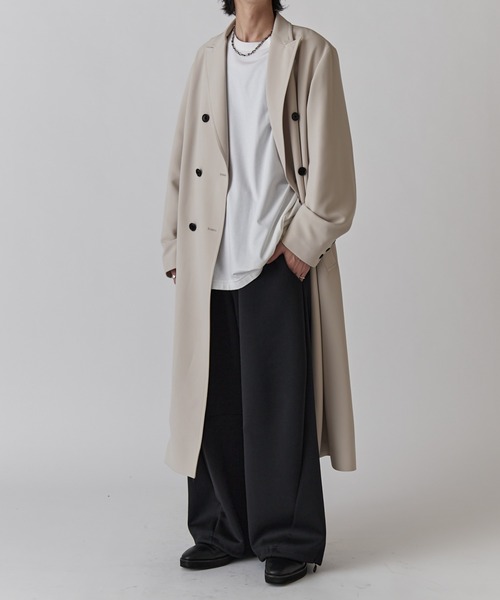 Lui's(ルイス)の「ダブルブレストスプリングロングコート(チェスターコート・メンズ・ライトグレー/ブラック・S/M)」の19枚目の写真