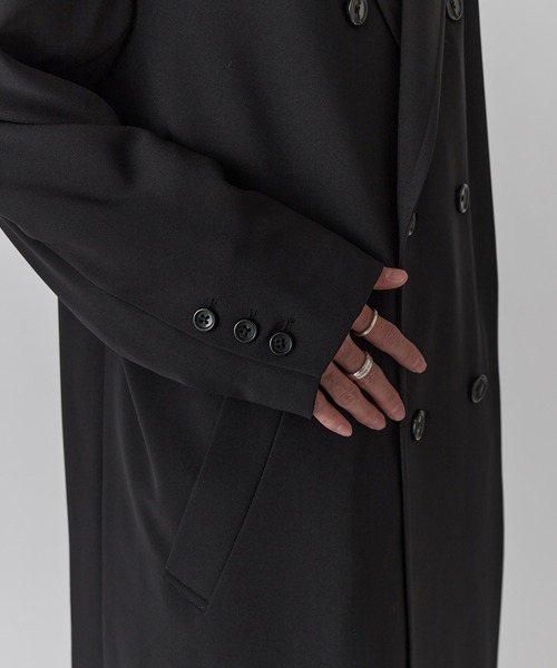 Lui's(ルイス)の「ダブルブレストスプリングロングコート(チェスターコート・メンズ・ライトグレー/ブラック・S/M)」の10枚目の写真