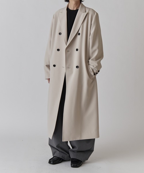 Lui's(ルイス)の「ダブルブレストスプリングロングコート(チェスターコート・メンズ・ライトグレー/ブラック・S/M)」の6枚目の写真