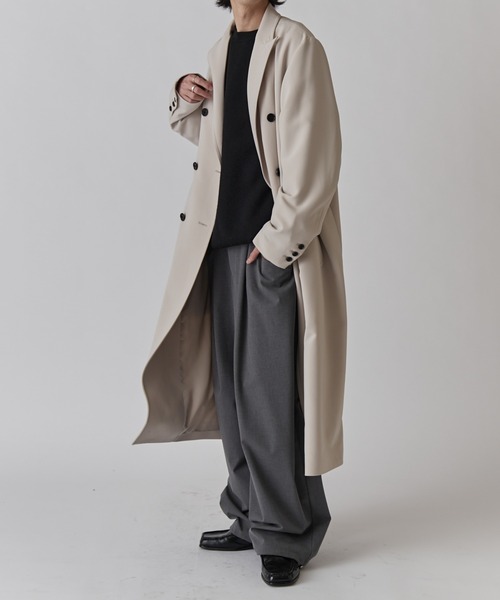 Lui's(ルイス)の「ダブルブレストスプリングロングコート(チェスターコート・メンズ・ライトグレー/ブラック・S/M)」の7枚目の写真