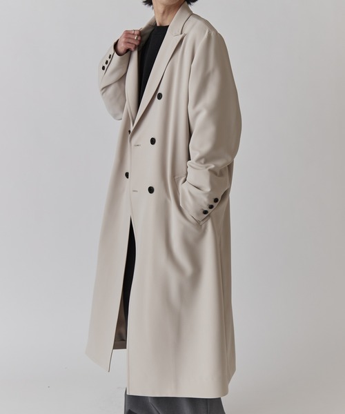 Lui's(ルイス)の「ダブルブレストスプリングロングコート(チェスターコート・メンズ・ライトグレー/ブラック・S/M)」の3枚目の写真