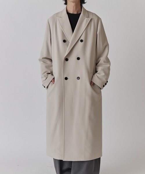 Lui's(ルイス)の「ダブルブレストスプリングロングコート(チェスターコート・メンズ・ライトグレー/ブラック・S/M)」の5枚目の写真