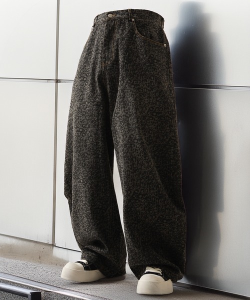 swagger denim レオパード レオパード デニムカーブパンツ / Leopard Denim Curve Pants（デニム
