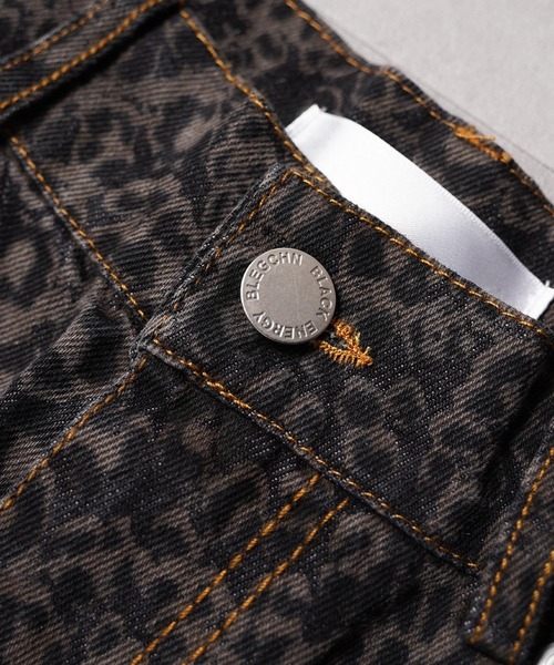 1111clothing(ワンフォークロージング)の「レオパード デニムカーブパンツ / Leopard Denim Curve Pants(デニムパンツ・メンズ・ブラック・S/M/L/XL)」の7枚目の写真