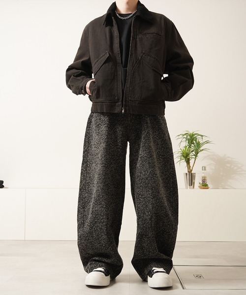 1111clothing(ワンフォークロージング)の「レオパード デニムカーブパンツ / Leopard Denim Curve Pants(デニムパンツ・メンズ・ブラック・S/M/L/XL)」の17枚目の写真