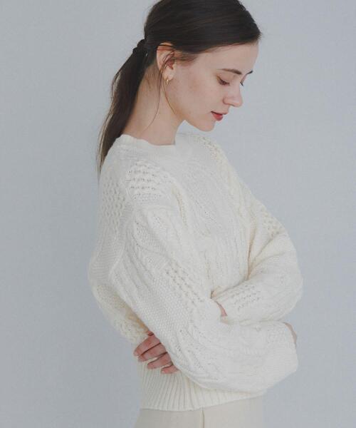 URBAN RESEARCH Sonny Label（アーバンリサーチサニーレーベル）の「パッチワークハートケーブルニット（ニット/セーター・レディース・チャコールグレー/オフホワイト/レッド・FREE）」の10枚目の写真