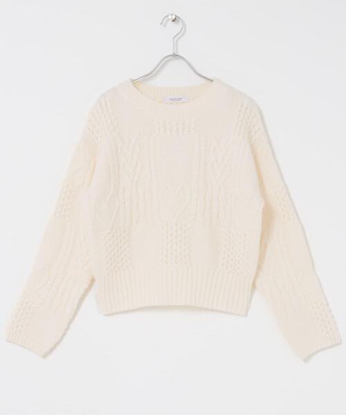 URBAN RESEARCH Sonny Label（アーバンリサーチサニーレーベル）の「パッチワークハートケーブルニット（ニット/セーター・レディース・チャコールグレー/オフホワイト/レッド・FREE）」の7枚目の写真