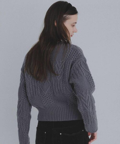 URBAN RESEARCH Sonny Label（アーバンリサーチサニーレーベル）の「パッチワークハートケーブルニット（ニット/セーター・レディース・チャコールグレー/オフホワイト/レッド・FREE）」の16枚目の写真