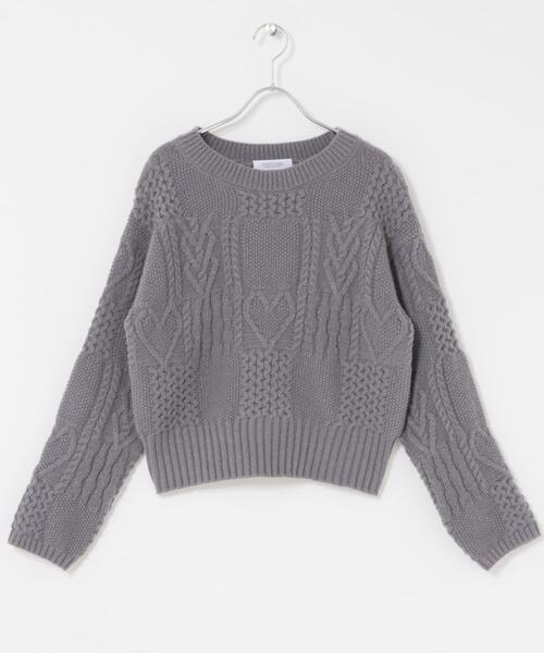 URBAN RESEARCH Sonny Label（アーバンリサーチサニーレーベル）の「パッチワークハートケーブルニット（ニット/セーター・レディース・チャコールグレー/オフホワイト/レッド・FREE）」の19枚目の写真