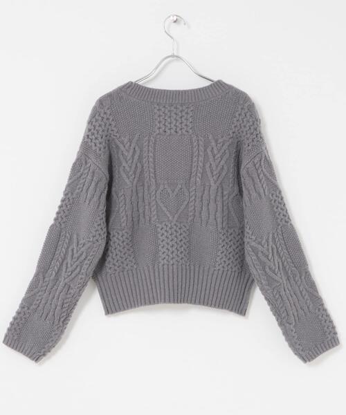 URBAN RESEARCH Sonny Label（アーバンリサーチサニーレーベル）の「パッチワークハートケーブルニット（ニット/セーター・レディース・チャコールグレー/オフホワイト/レッド・FREE）」の22枚目の写真