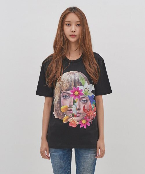 ICONOGRAPHY（アイコノグラフィー）の「SURREALISM MOVEMENT OVERFLOWER2 BK（Tシャツ/カットソー・レディース・ブラック・X-LARGE/SMALL/MEDIUM/LARGE）」の2枚目の写真