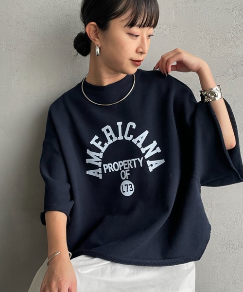 AMERICANA（アメリカーナ）の「[Americana/アメリカーナ] 別注 カレッジプリント カットオフ スウェット（スウェット・レディース・ネイビー/オートミール/ピンク・ONE SIZE）」の19枚目の写真