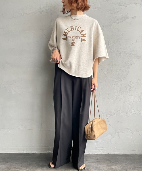 AMERICANA（アメリカーナ）の「[Americana/アメリカーナ] 別注 カレッジプリント カットオフ スウェット（スウェット・レディース・ネイビー/オートミール/ピンク・ONE SIZE）」の7枚目の写真