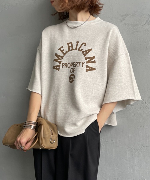 AMERICANA（アメリカーナ）の「[Americana/アメリカーナ] 別注 カレッジプリント カットオフ スウェット（スウェット・レディース・ネイビー/オートミール/ピンク・ONE SIZE）」の10枚目の写真