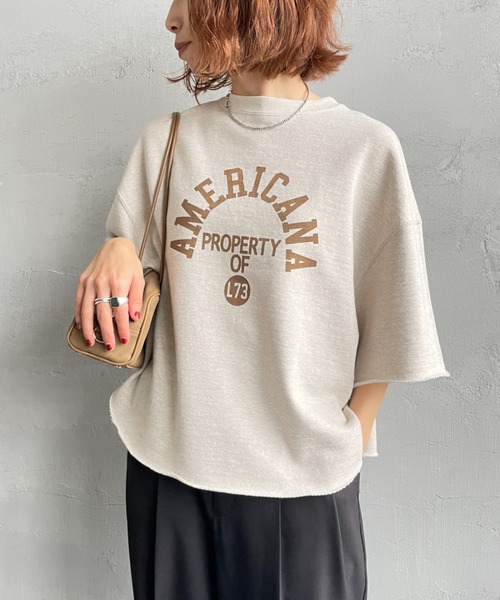 AMERICANA（アメリカーナ）の「[Americana/アメリカーナ] 別注 カレッジプリント カットオフ スウェット（スウェット・レディース・ネイビー/オートミール/ピンク・ONE SIZE）」の11枚目の写真