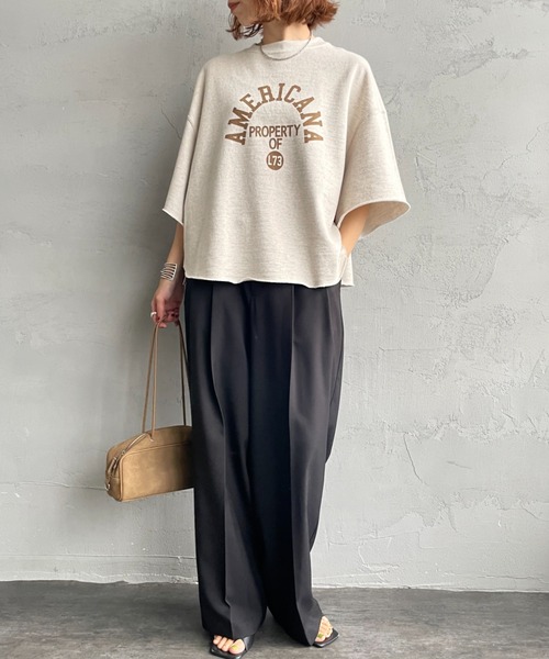 AMERICANA（アメリカーナ）の「[Americana/アメリカーナ] 別注 カレッジプリント カットオフ スウェット（スウェット・レディース・ネイビー/オートミール/ピンク・ONE SIZE）」の14枚目の写真