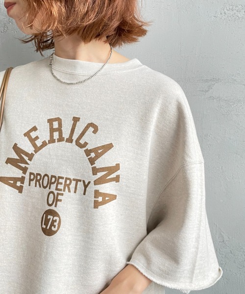 AMERICANA（アメリカーナ）の「[Americana/アメリカーナ] 別注 カレッジプリント カットオフ スウェット（スウェット・レディース・ネイビー/オートミール/ピンク・ONE SIZE）」の17枚目の写真