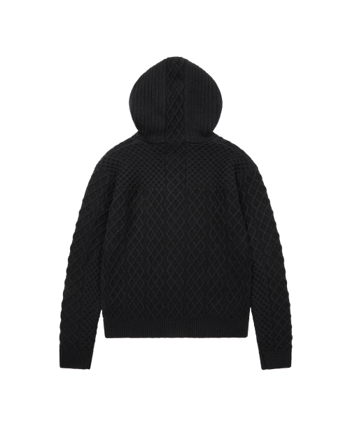 AAKAM（アーカム）の「Cable Knitted Zip-Up Hoodie (Black)（ニット/セーター・レディース・その他・1/2）」の2枚目の写真