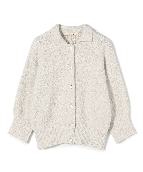 BACCA（バッカ）の「【WEB先行予約】ファンシーヤーン ポロカラーカーディガン（カーディガン/ボレロ・レディース・ホワイト系その他/ダークブラウン・S）」の2枚目の写真