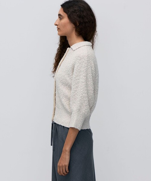 BACCA（バッカ）の「【WEB先行予約】ファンシーヤーン ポロカラーカーディガン（カーディガン/ボレロ・レディース・ホワイト系その他/ダークブラウン・S）」の3枚目の写真