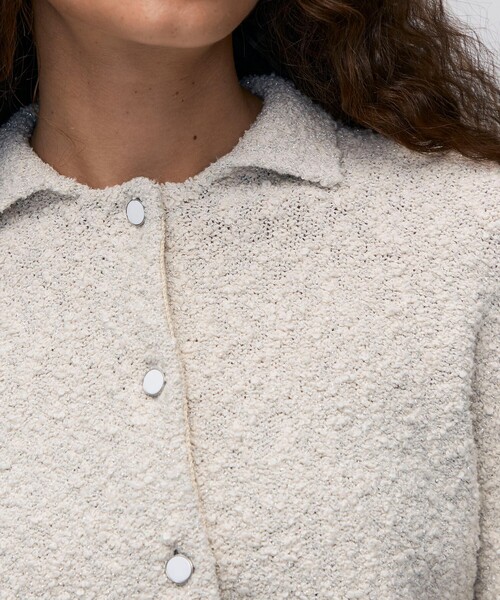 BACCA（バッカ）の「【WEB先行予約】ファンシーヤーン ポロカラーカーディガン（カーディガン/ボレロ・レディース・ホワイト系その他/ダークブラウン・S）」の7枚目の写真