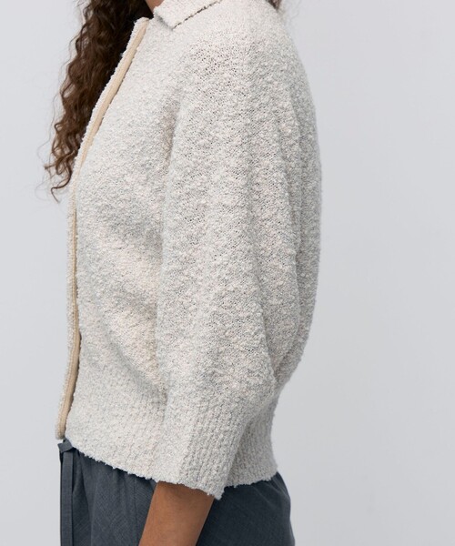 BACCA（バッカ）の「【WEB先行予約】ファンシーヤーン ポロカラーカーディガン（カーディガン/ボレロ・レディース・ホワイト系その他/ダークブラウン・S）」の8枚目の写真