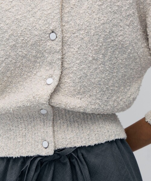 BACCA（バッカ）の「【WEB先行予約】ファンシーヤーン ポロカラーカーディガン（カーディガン/ボレロ・レディース・ホワイト系その他/ダークブラウン・S）」の9枚目の写真