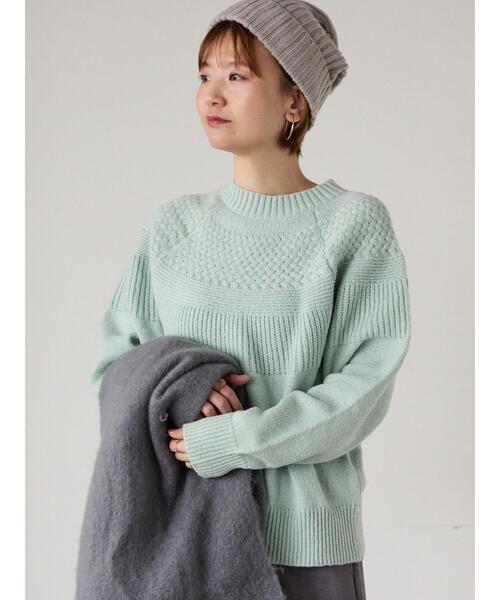 Lugnoncure(ルノンキュール)の「ピーチヤーン求心柄編みニット(ニット/セーター・レディース・イエロー/グレー/オフホワイト/ミント/ネイビー・F)」の7枚目の写真