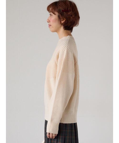 Lugnoncure(ルノンキュール)の「ピーチヤーン求心柄編みニット(ニット/セーター・レディース・イエロー/グレー/オフホワイト/ミント/ネイビー・F)」の9枚目の写真