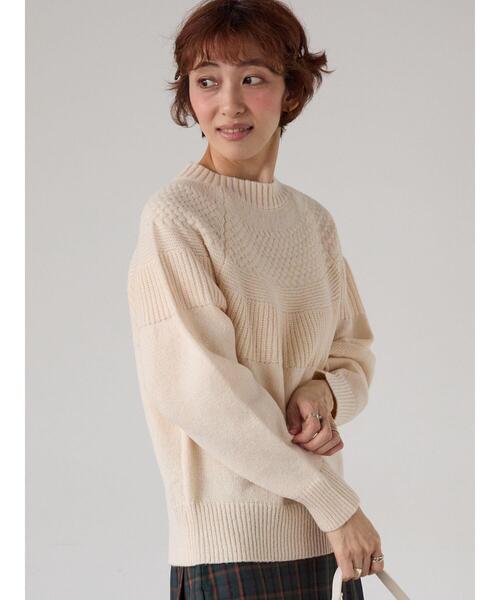 Lugnoncure(ルノンキュール)の「ピーチヤーン求心柄編みニット(ニット/セーター・レディース・イエロー/グレー/オフホワイト/ミント/ネイビー・F)」の11枚目の写真