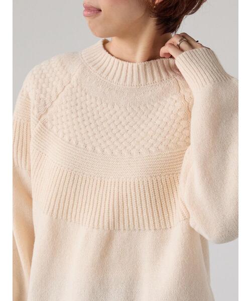 Lugnoncure(ルノンキュール)の「ピーチヤーン求心柄編みニット(ニット/セーター・レディース・イエロー/グレー/オフホワイト/ミント/ネイビー・F)」の12枚目の写真