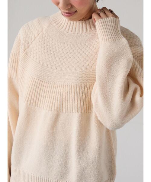 Lugnoncure(ルノンキュール)の「ピーチヤーン求心柄編みニット(ニット/セーター・レディース・イエロー/グレー/オフホワイト/ミント/ネイビー・F)」の13枚目の写真