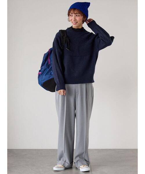 Lugnoncure(ルノンキュール)の「ピーチヤーン求心柄編みニット(ニット/セーター・レディース・イエロー/グレー/オフホワイト/ミント/ネイビー・F)」の17枚目の写真