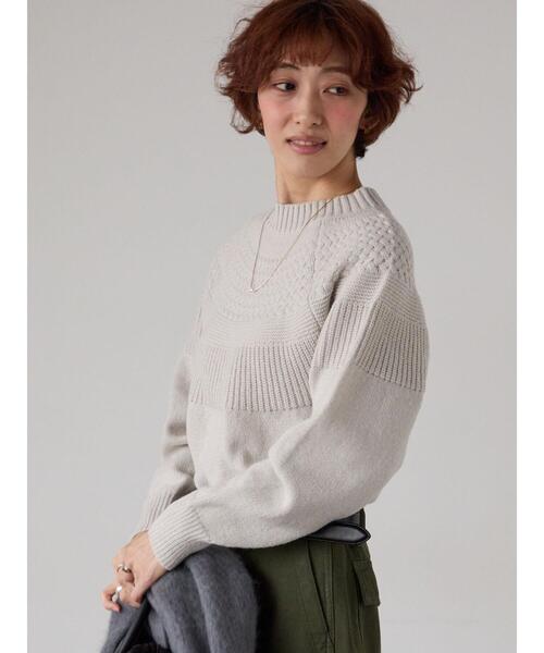 Lugnoncure(ルノンキュール)の「ピーチヤーン求心柄編みニット(ニット/セーター・レディース・イエロー/グレー/オフホワイト/ミント/ネイビー・F)」の22枚目の写真