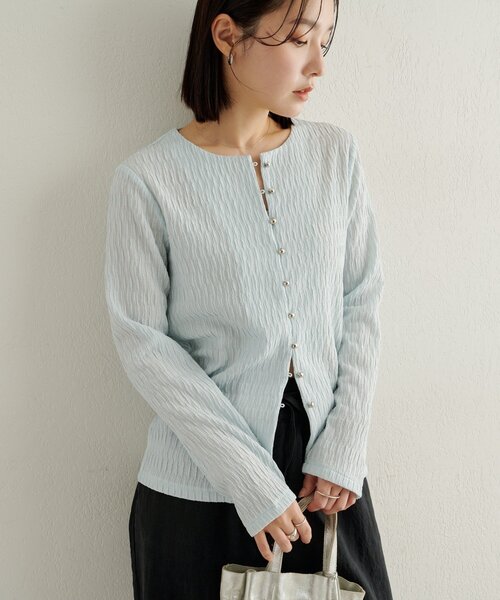 Omekashi（オメカシ）の「SILVER釦カーディガン（カーディガン/ボレロ・レディース・オフホワイト/ブルー/ブラック・FREE）」の3枚目の写真