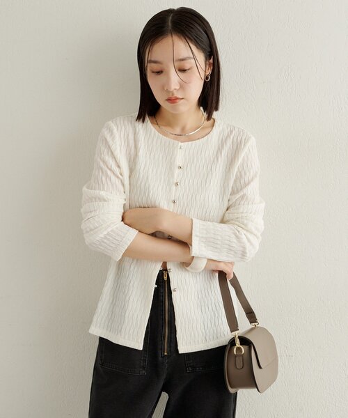 Omekashi（オメカシ）の「SILVER釦カーディガン（カーディガン/ボレロ・レディース・オフホワイト/ブルー/ブラック・FREE）」の4枚目の写真