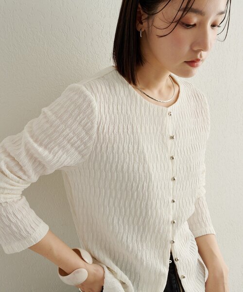 Omekashi（オメカシ）の「SILVER釦カーディガン（カーディガン/ボレロ・レディース・オフホワイト/ブルー/ブラック・FREE）」の5枚目の写真