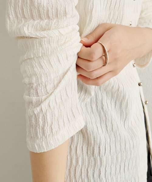 Omekashi（オメカシ）の「SILVER釦カーディガン（カーディガン/ボレロ・レディース・オフホワイト/ブルー/ブラック・FREE）」の6枚目の写真