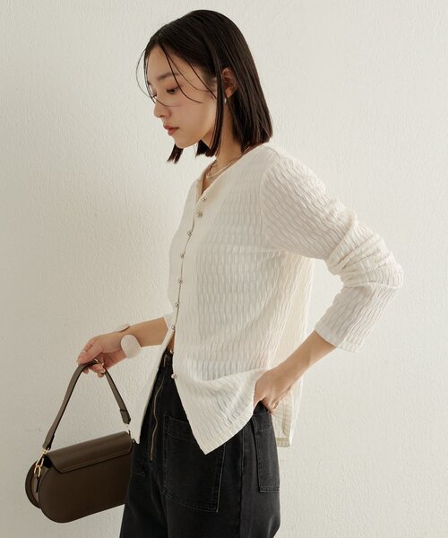 Omekashi（オメカシ）の「SILVER釦カーディガン（カーディガン/ボレロ・レディース・オフホワイト/ブルー/ブラック・FREE）」の8枚目の写真