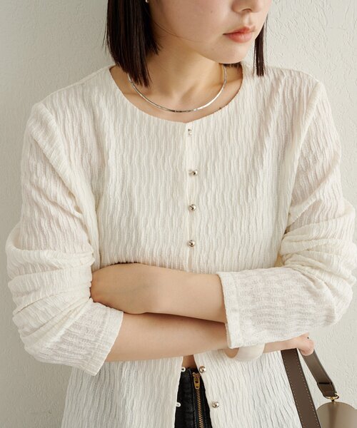 Omekashi（オメカシ）の「SILVER釦カーディガン（カーディガン/ボレロ・レディース・オフホワイト/ブルー/ブラック・FREE）」の9枚目の写真