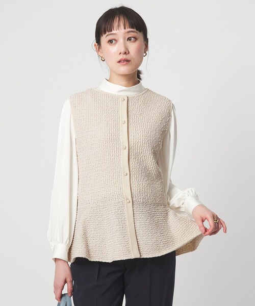 セール】パイピング ペプラム ニット ジレ（ベスト）｜green label