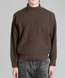 【Chikashitsu +】shoulder zipper rib knit / 【チカシツプラス】ショルダージッパーリブニット