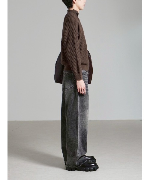 Chikashitsu +(チカシツプラス)の「【Chikashitsu +】shoulder zipper rib knit / 【チカシツプラス】ショルダージッパーリブニット(ニット/セーター・メンズ・ブラック/ブラウン/カーキ・ONE SIZE)」の12枚目の写真