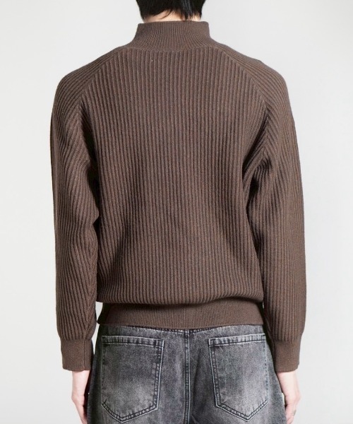 Chikashitsu +(チカシツプラス)の「【Chikashitsu +】shoulder zipper rib knit / 【チカシツプラス】ショルダージッパーリブニット(ニット/セーター・メンズ・ブラック/ブラウン/カーキ・ONE SIZE)」の15枚目の写真
