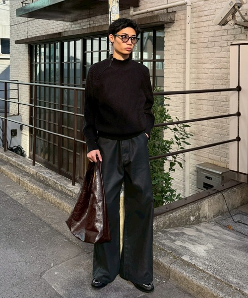 Chikashitsu +(チカシツプラス)の「【Chikashitsu +】shoulder zipper rib knit / 【チカシツプラス】ショルダージッパーリブニット(ニット/セーター・メンズ・ブラック/ブラウン/カーキ・ONE SIZE)」の22枚目の写真