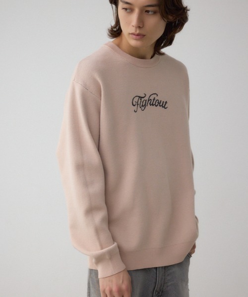 AZUL by moussy(アズールバイマウジー)の「フロントロゴニットトップス(ニット/セーター・メンズ・ブラック/ライトベージュ/グレー/ピンク・SMALL/MEDIUM/LARGE)」の3枚目の写真