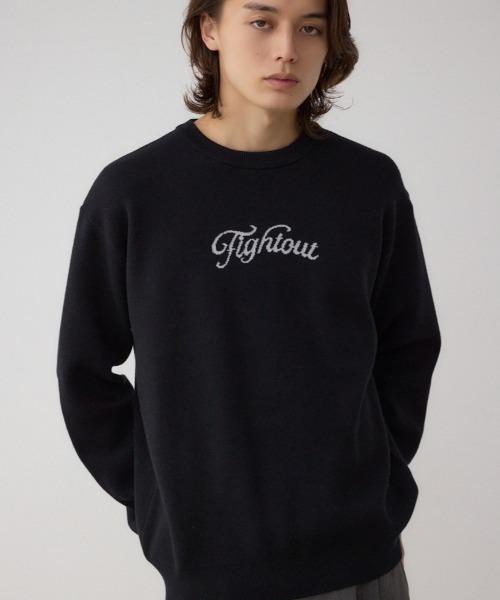 AZUL by moussy(アズールバイマウジー)の「フロントロゴニットトップス(ニット/セーター・メンズ・ブラック/ライトベージュ/グレー/ピンク・SMALL/MEDIUM/LARGE)」の1枚目の写真