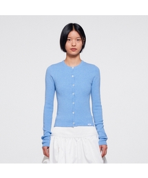 ERA（エラ）の「レディース スリム ノーカラー ニット カーディガン - ソフトブルー（カーディガン/ボレロ）」